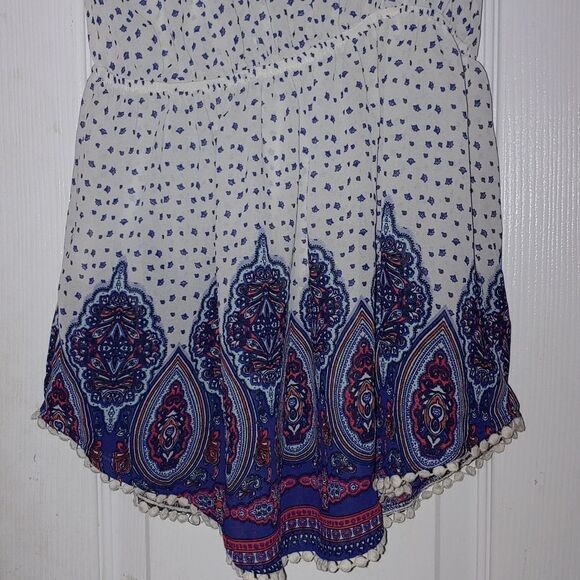 Jolt white blue off the shoulder boho top Sz XS - Picture 5 of 6